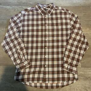 Men’s Brown Plaid Button-Up Flannel Size XL.